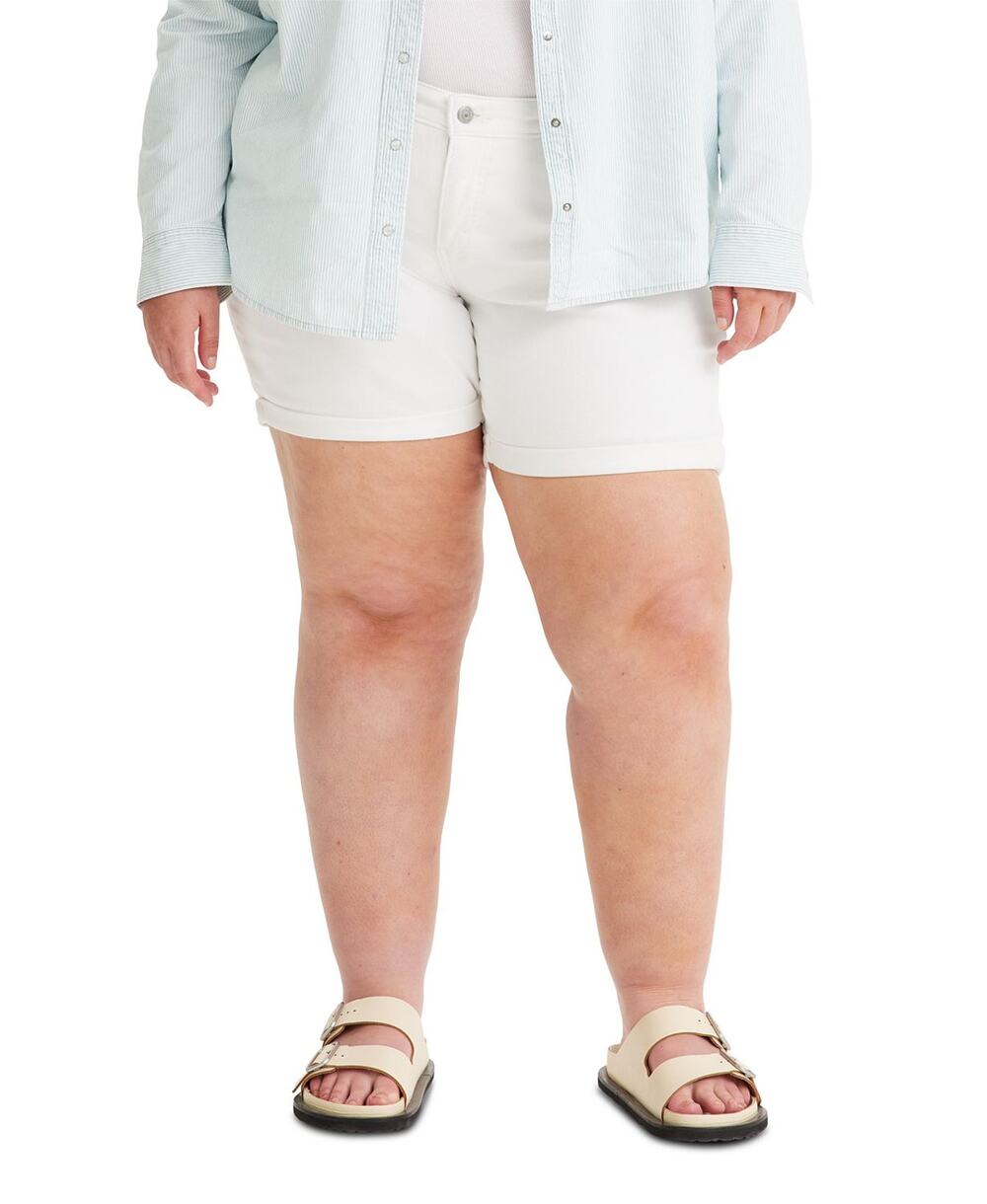 Levi's Women's Mid-Length Stretch Denim Shorts Chalk White NWT Plus Size 22W